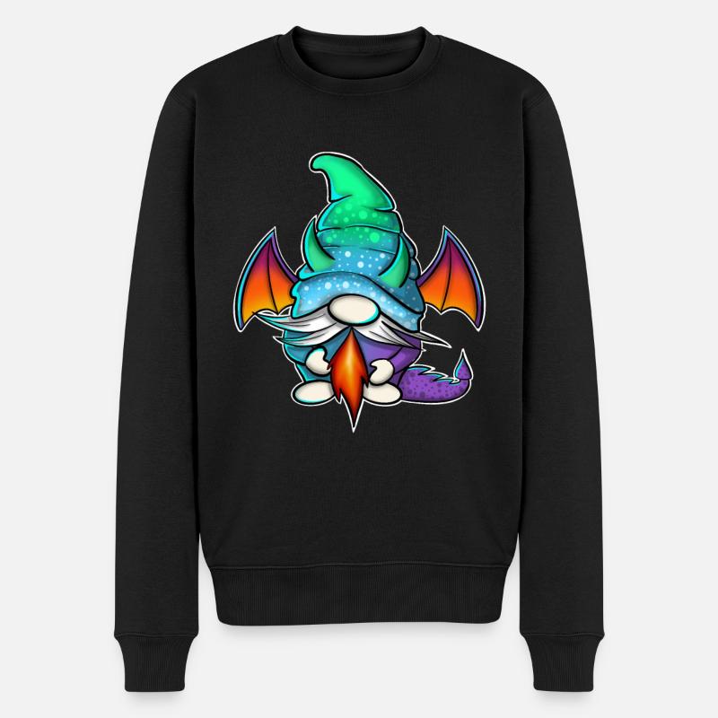 Gnome Gnomes Drache - Männer Premium Bio Pullover - Schwarz
