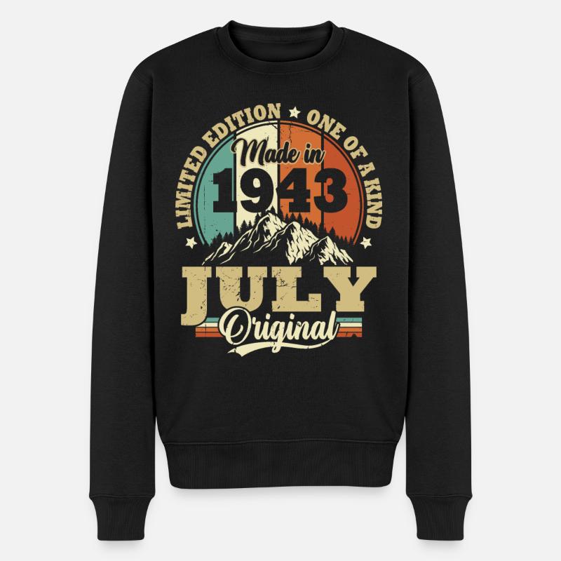 Geburtstagsgeschenk Juli 1943 Vintage Retro - Männer Premium Bio Pullover - Schwarz