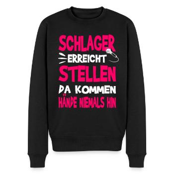 Schlager erreicht Stellen Schlagermusik - Männer Premium Bio Pullover - Schwarz - Vorne - Nico (187cm)