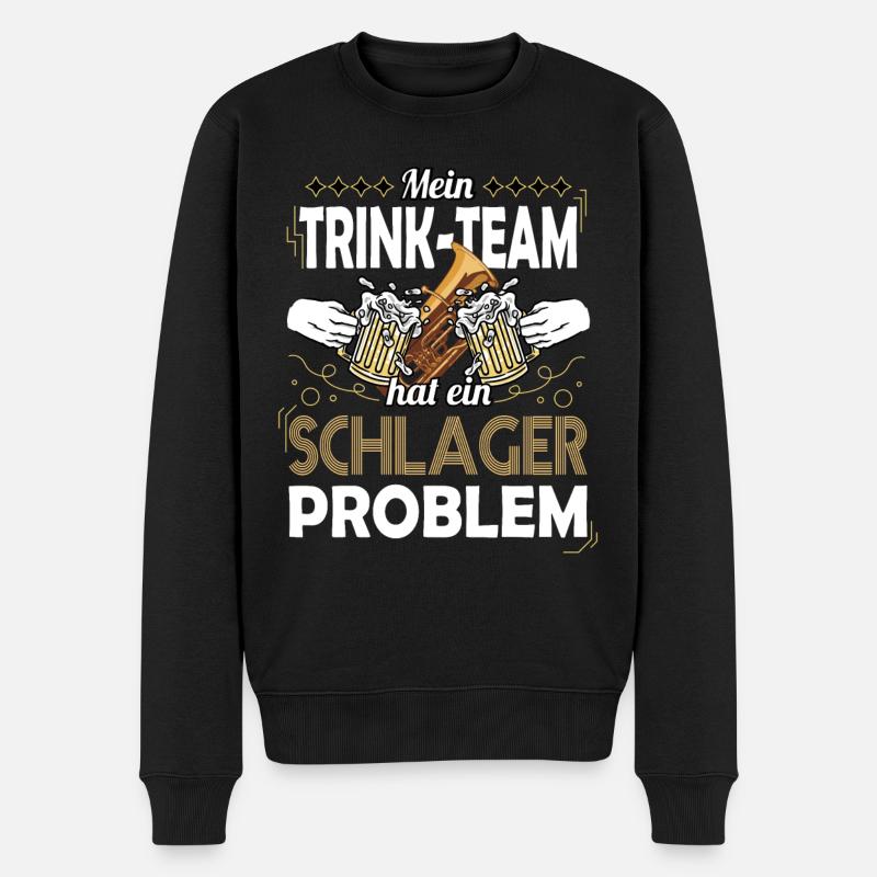 Mein Trink-Team hat ein Schlager Problem - Männer Premium Bio Pullover - Schwarz