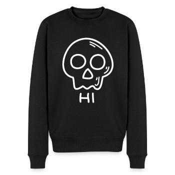 Totenkopf - Hi - Männer Premium Bio Pullover - Schwarz - Vorne - Nico (187cm)