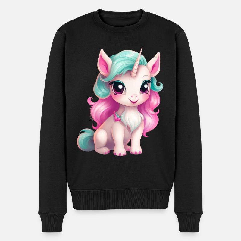 Baby Einhorn Rosa Blau - Männer Premium Bio Pullover - Schwarz