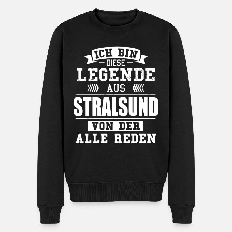 Stadt Stralsund Deutschland Legende Spruch - Männer Premium Bio Pullover - Schwarz
