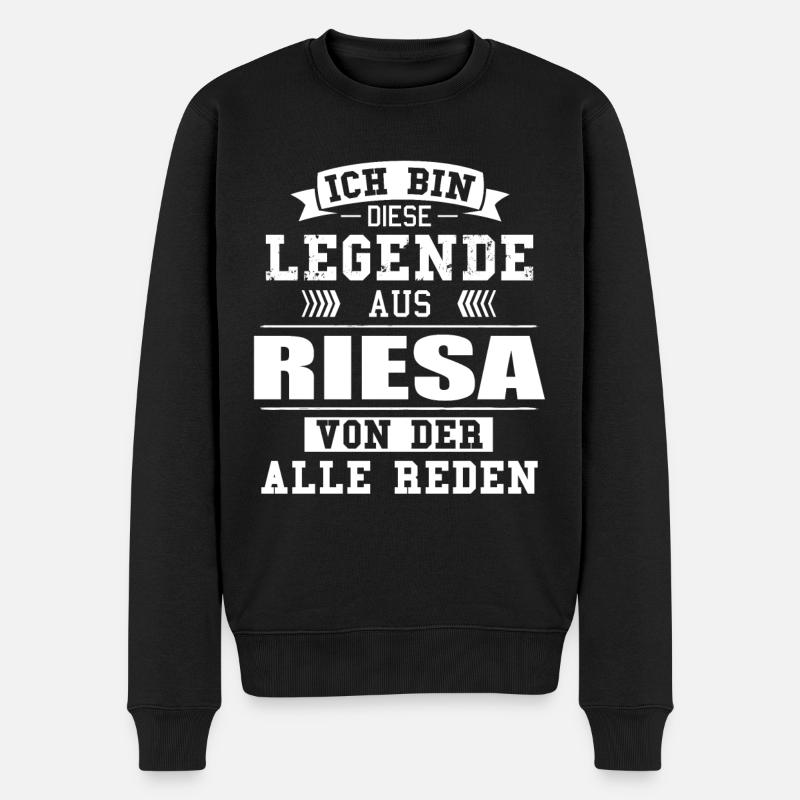 Stadt Riesa Deutschland Legende Spruch - Männer Premium Bio Pullover - Schwarz