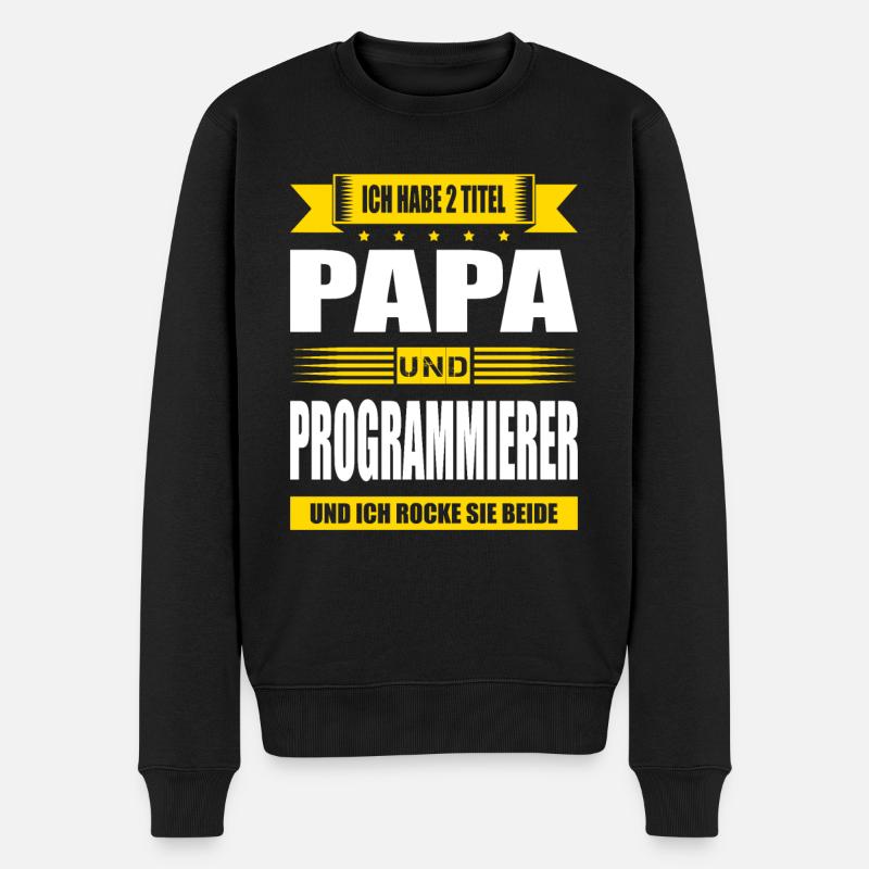 Zwei Titel Papa Und Programmierer IT Techniker - Männer Premium Bio Pullover - Schwarz