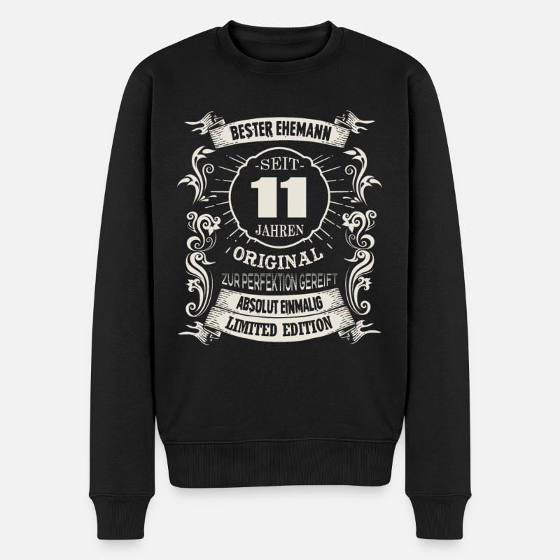 11 Hochzeitstag Seit 11 Jahren Stahlhochzeit Ehe - Männer Premium Bio Pullover - Schwarz