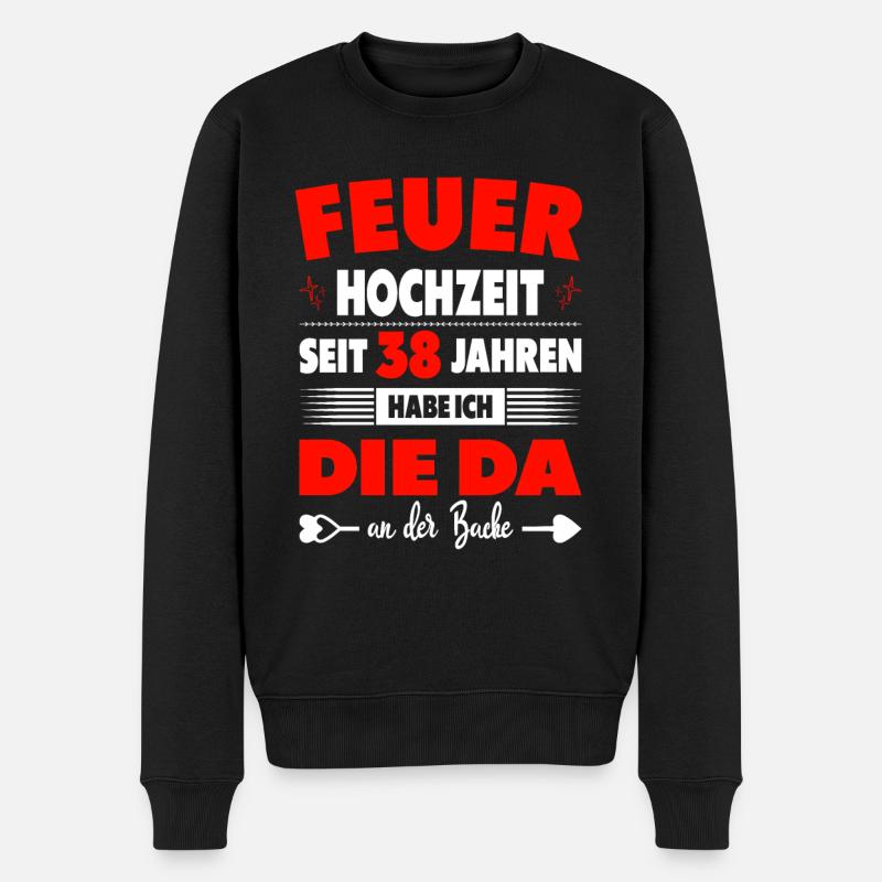 38 Hochzeitstag Paare 38 Jahre Ehe Feuerhochzeit - Männer Premium Bio Pullover - Schwarz