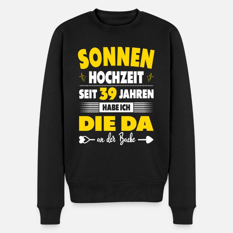 39 Hochzeitstag Paare 39 Jahre Ehe Sonnenhochzeit - Männer Premium Bio Pullover - Schwarz