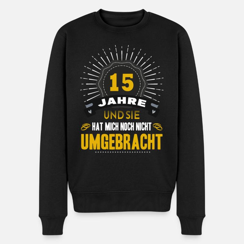 15 Hochzeitstag Mann 15 Jahre Ehe Kristallhochzeit - Männer Premium Bio Pullover - Schwarz