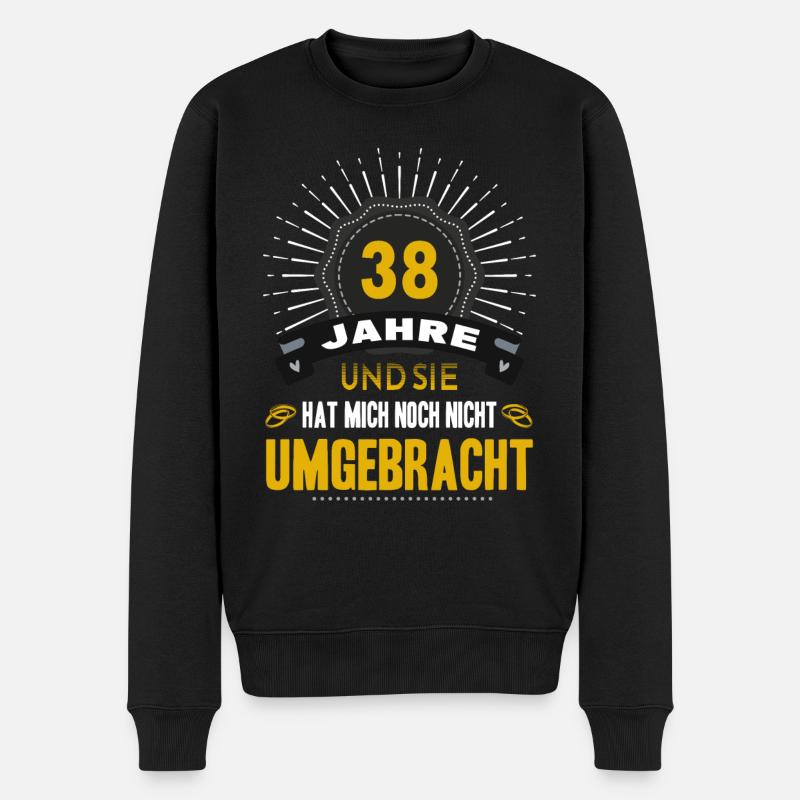 38 Hochzeitstag Mann 38 Jahre Ehe Feuerhochzeit - Männer Premium Bio Pullover - Schwarz