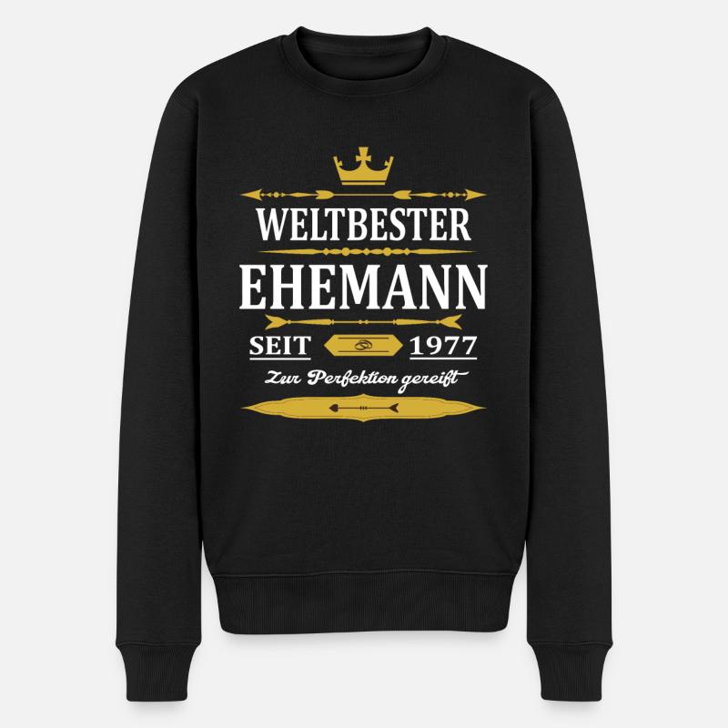 Weltbester Ehemann Seit 1977 Vintage Hochzeitstag - Männer Premium Bio Pullover - Schwarz