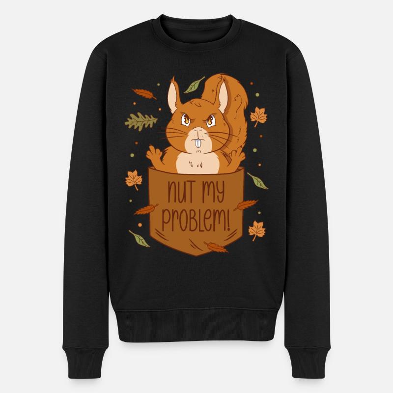 Eichhörnchen Brusttasche - Nut my problem - Männer Premium Bio Pullover - Schwarz