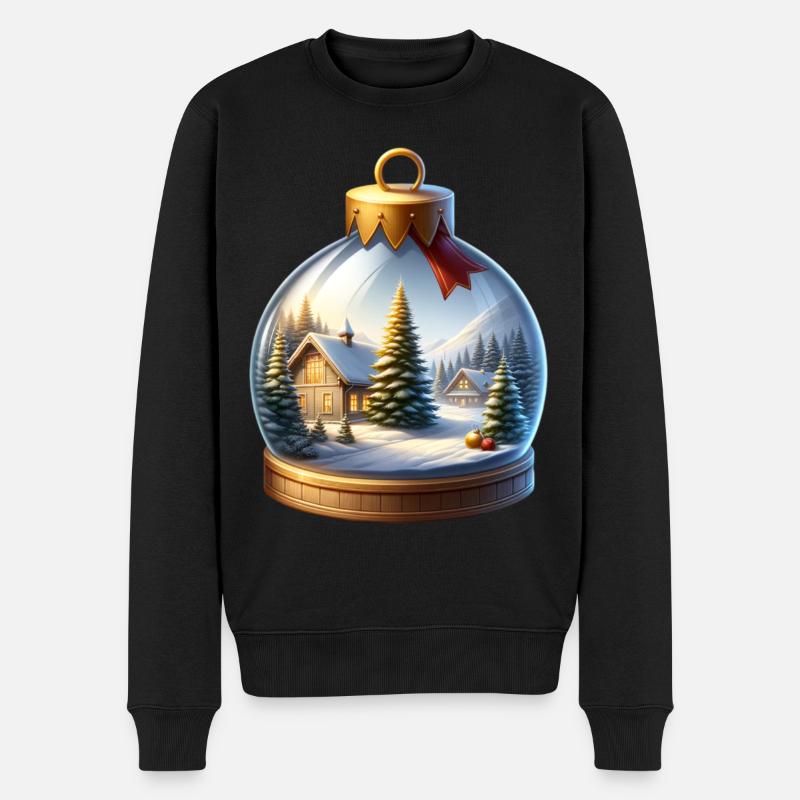 Weihnachtskugel Weihnachtsbäume Schnee - Männer Premium Bio Pullover - Schwarz