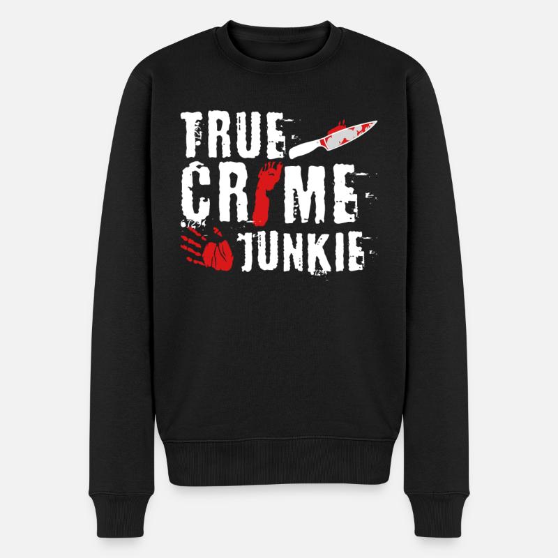 True Crime Junkie - Männer Premium Bio Pullover - Schwarz