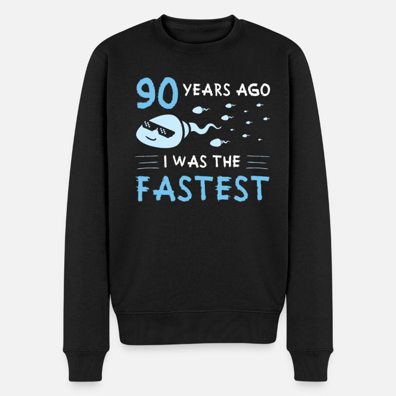 90 Years Ago I Was The Fastest 90. Geburtstag - Männer Premium Bio Pullover - Schwarz