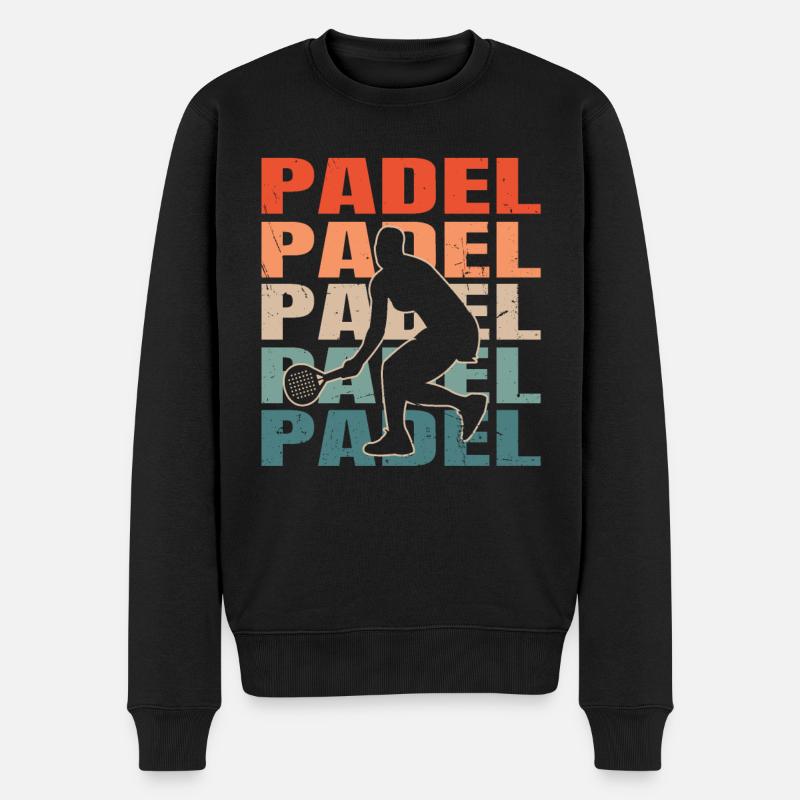 Cool Retro Text Silhouette Padel - Männer Premium Bio Pullover - Schwarz