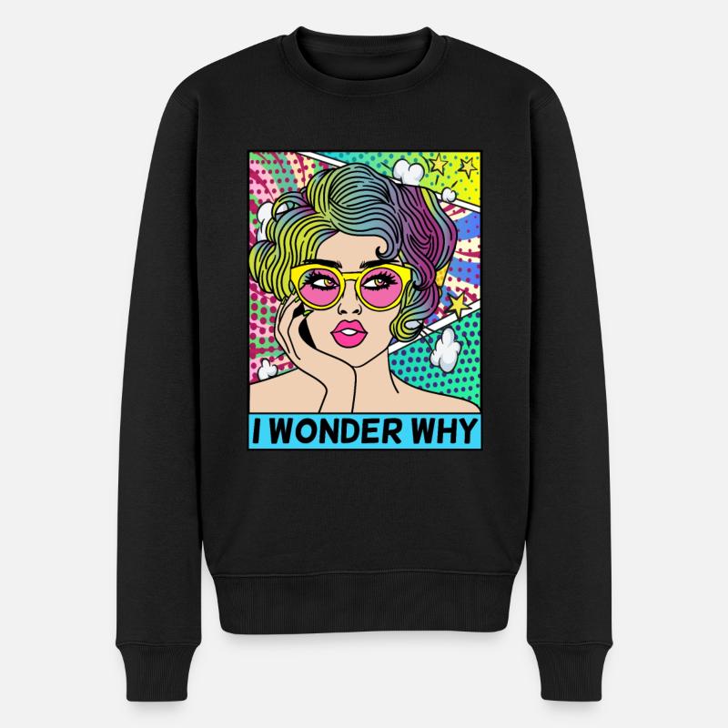 POP-ART COMIC GIRL JE ME DEMANDE POURQUOI ARTWORK - Pull Premium bio Homme - noir