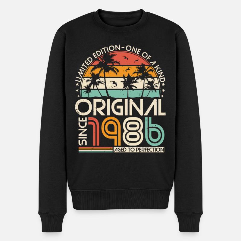 Original 1986 Vintage Jahrgang Geburtstag Retro - Männer Premium Bio Pullover - Schwarz