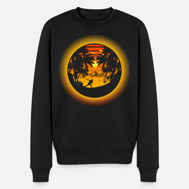 Retro Sunset for Disc Golf Player - Männer Premium Bio Pullover - Schwarz