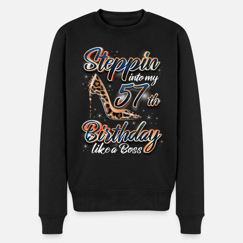 Steppin Into My 57th Birthday 57. Geburtstags - Männer Premium Bio Pullover - Schwarz