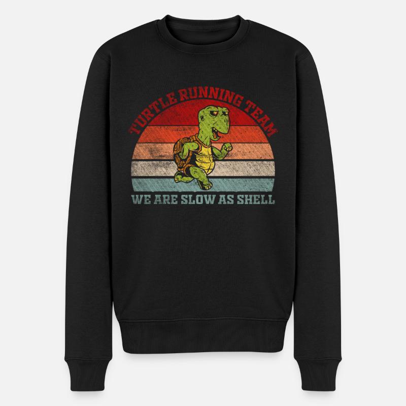 Turtle Running Team - We Are Slow As Shell Running - Männer Premium Bio Pullover - Schwarz