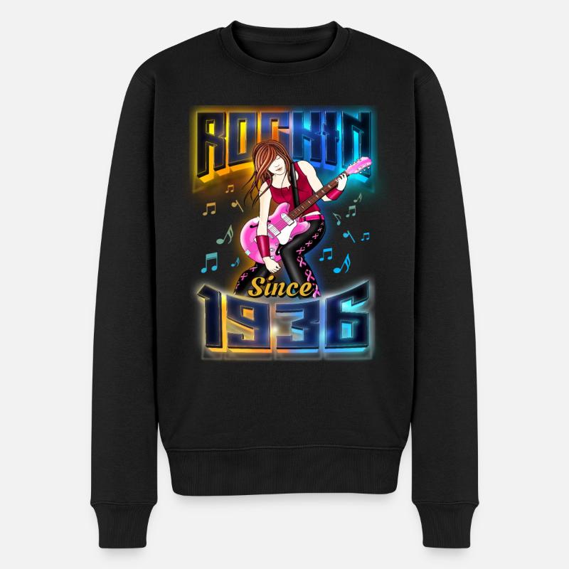 Rockin Since 1936 Rockmusik Fan 86. Geburtstag - Männer Premium Bio Pullover - Schwarz