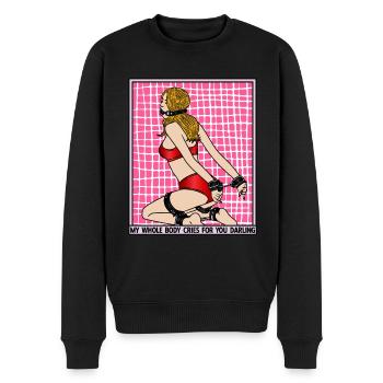 EROTIC GIRL SEXY BALL GAG SUBMISSION BONDAGE - Männer Premium Bio Pullover - Schwarz - Vorne - Nico (187cm)