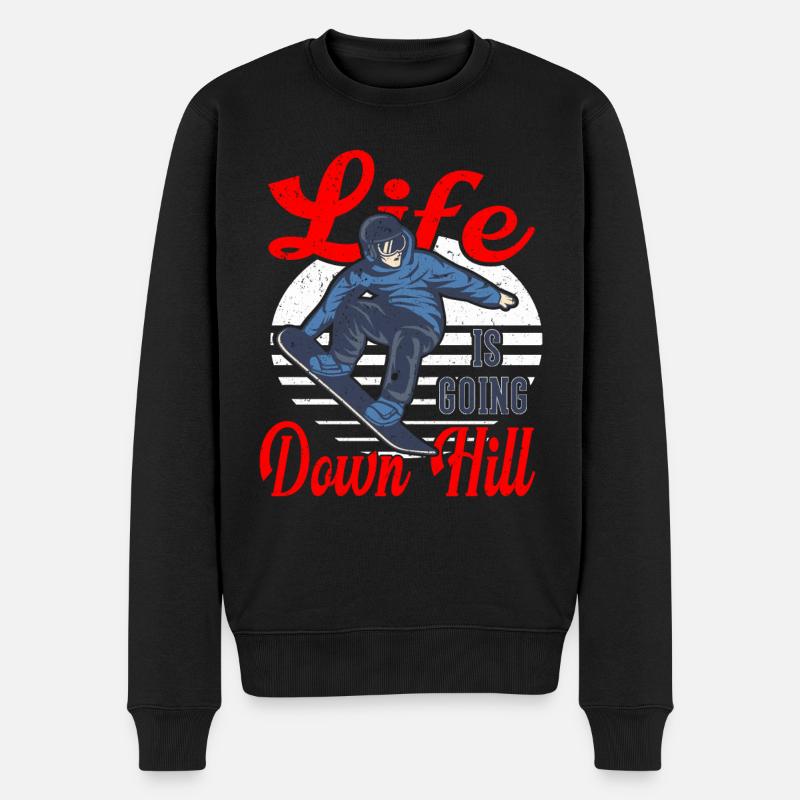 My Life Is Going Downhill Snowboarding - Männer Premium Bio Pullover - Schwarz