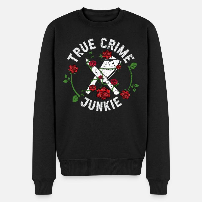 True Crime Junkie - Männer Premium Bio Pullover - Schwarz