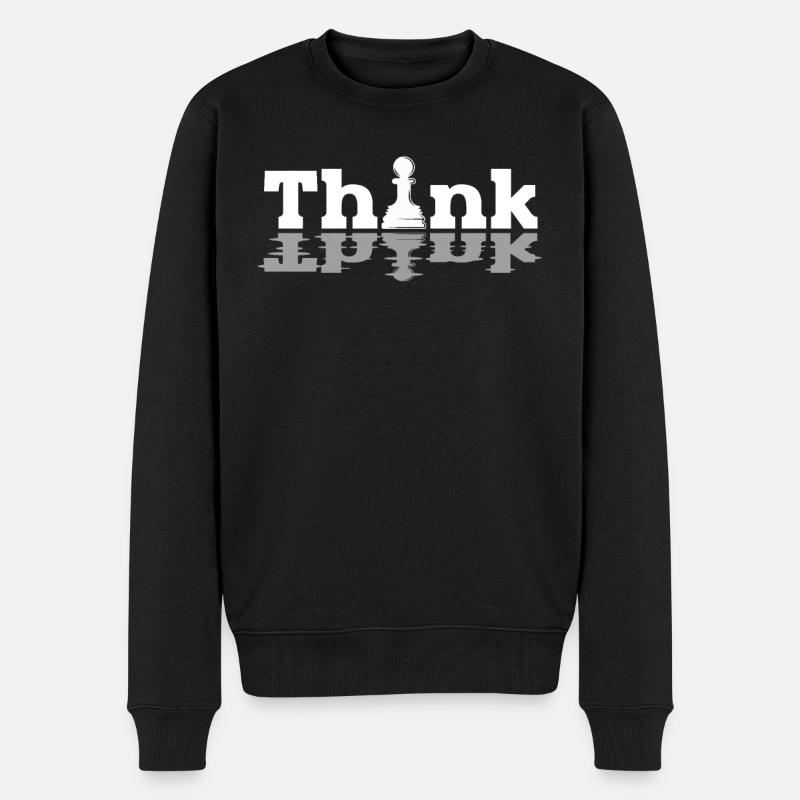 Think lustiges Schach - Männer Premium Bio Pullover - Schwarz