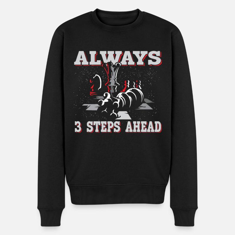 Always 3 Steps Ahead Funny Chess Player - Männer Premium Bio Pullover - Schwarz