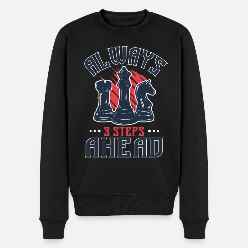 Always 3 Steps Ahead Funny Chess Player - Männer Premium Bio Pullover - Schwarz