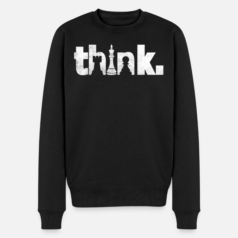 Think Funny Chess Player - Männer Premium Bio Pullover - Schwarz