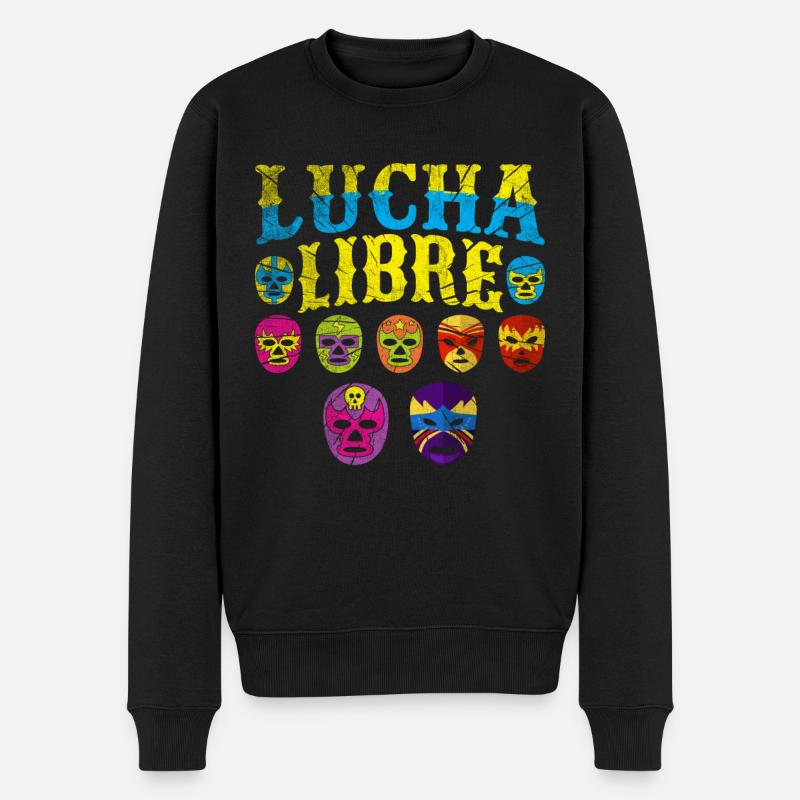 Luchador Masks Lucha Libre - Männer Premium Bio Pullover - Schwarz