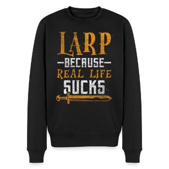 Larp Because Real Life Sucks Rollenspiel LARP - Männer Premium Bio Pullover - Schwarz - Vorne - Nico (187cm)