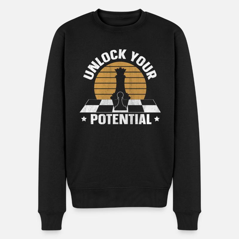 Unlock Your Potential lustiges Schach - Männer Premium Bio Pullover - Schwarz