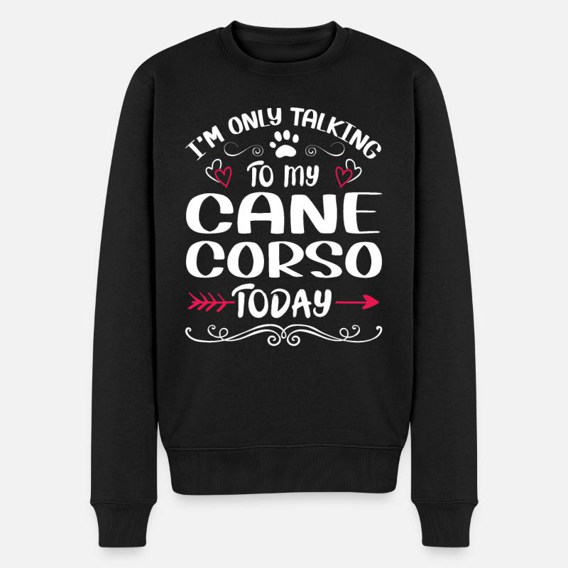 Dog Owner Talking to my Cane Corso - Männer Premium Bio Pullover - Schwarz