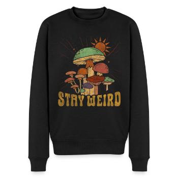 Stay Weird Hippie Mushroom - Männer Premium Bio Pullover - Schwarz - Vorne - Nico (187cm)