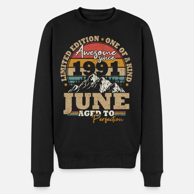 Juin 1991 Vintage Cadeau D’anniversaire 32 ans - Pull Premium bio Homme - noir