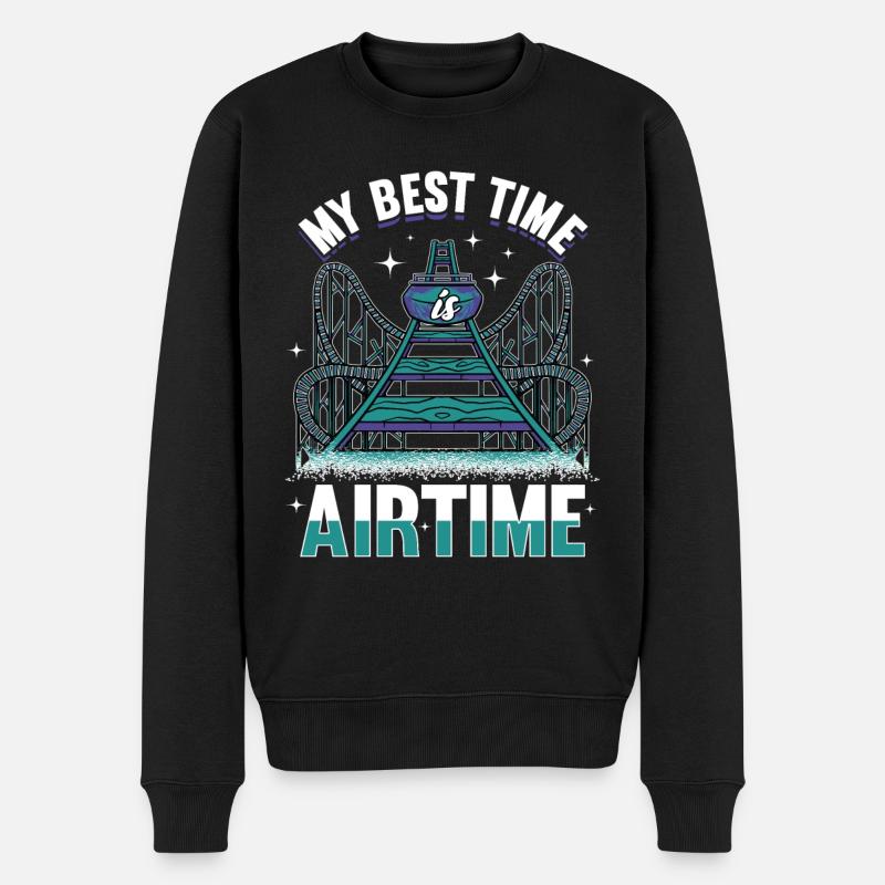 My Best Time Is Airtime Roller Coaster - Männer Premium Bio Pullover - Schwarz