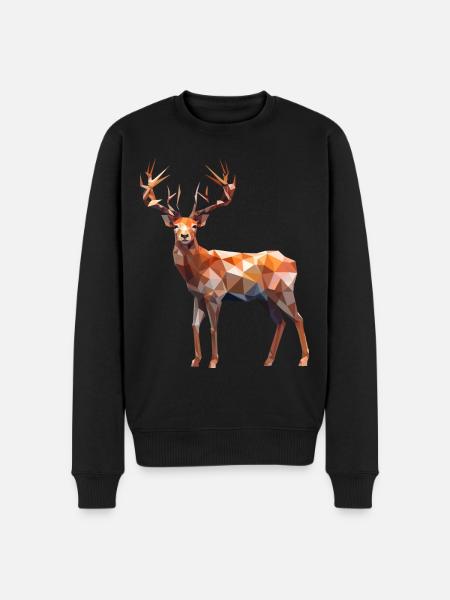 Polygon Hirsch - Männer Premium Bio Pullover - Schwarz