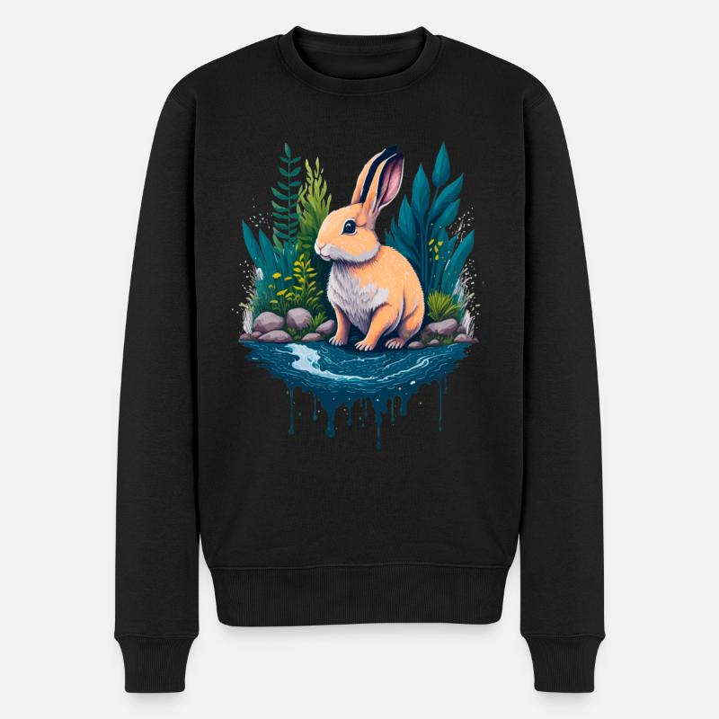 Belle illustration d’un lapin - Pull Premium bio Homme - noir