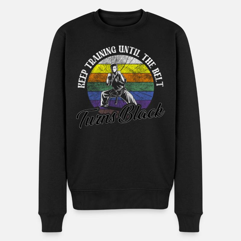 Continuez à vous entraîner jusqu’à ce que la ceinture devienne noire Karaté - Pull Premium bio Homme - noir