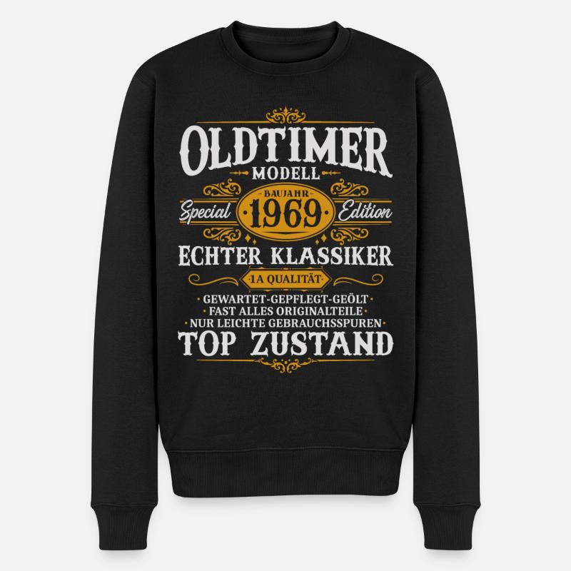Oldtimer Baujahr 1969 Jahrgang Geburtstag Geschenk - Männer Premium Bio Pullover - Schwarz