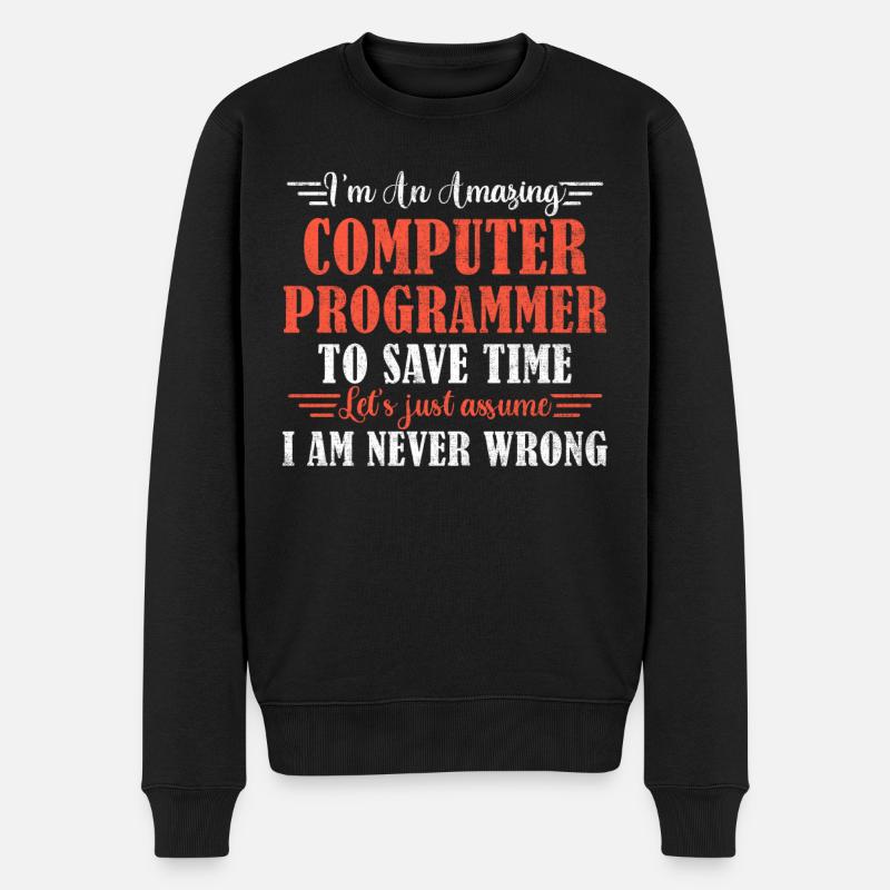 Awesome Computer Programmer - Männer Premium Bio Pullover - Schwarz