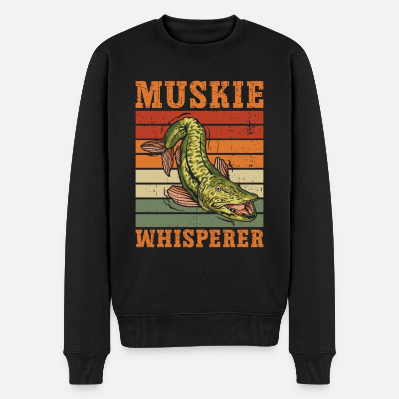 Muskie Whisperer Pêche musquée - Pull Premium bio Homme - noir