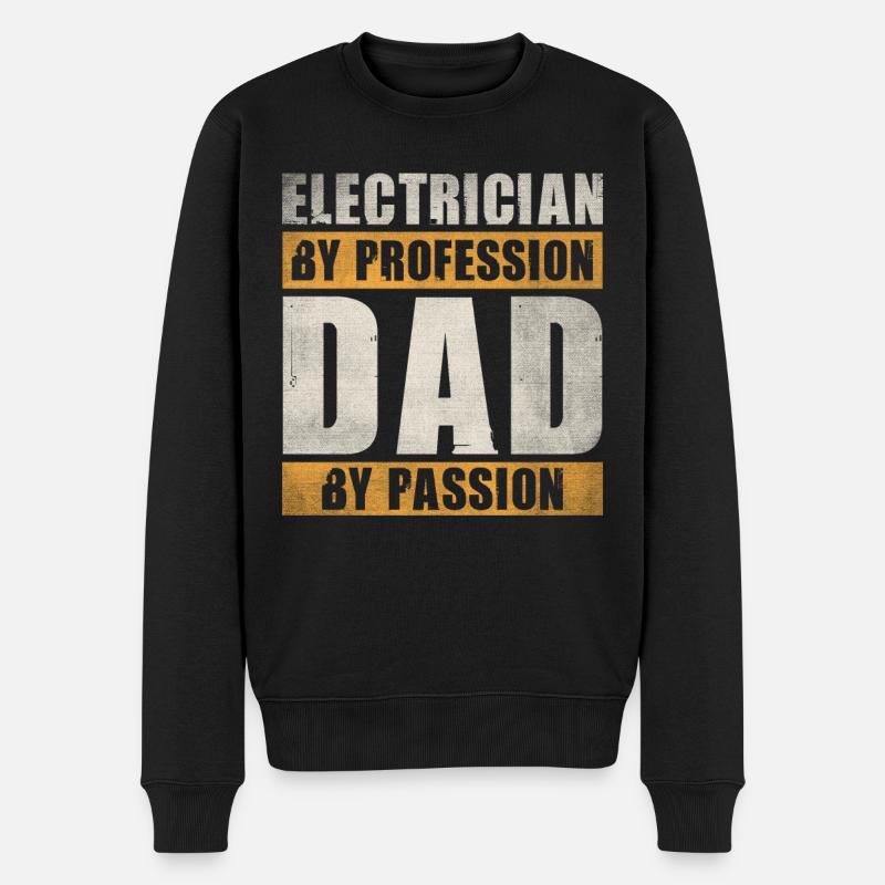 Papa Par Passion Profession Électricien - Pull Premium bio Homme - noir
