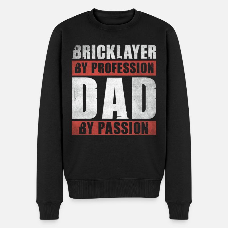 Dad By Passion Profession Bricklayer - Männer Premium Bio Pullover - Schwarz