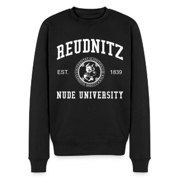 Leipzig Reudnitz Nude University Universität Uni - Männer Premium Bio Pullover - Schwarz - Vorne - Nico (187cm)