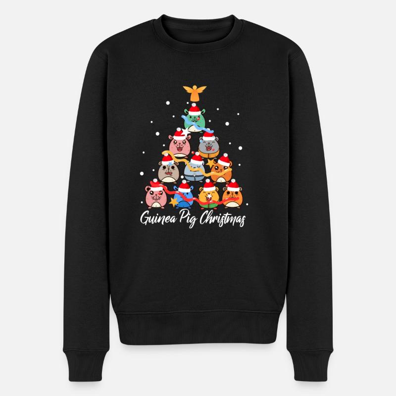 Weihnachten Meerschweinchen - Männer Premium Bio Pullover - Schwarz